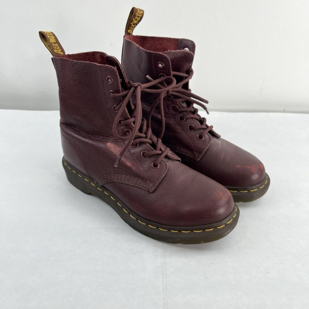 Dr Martens Burgundy Cherry Soft Leather 8 Eye Combat Boots Women’s 7 EU 38